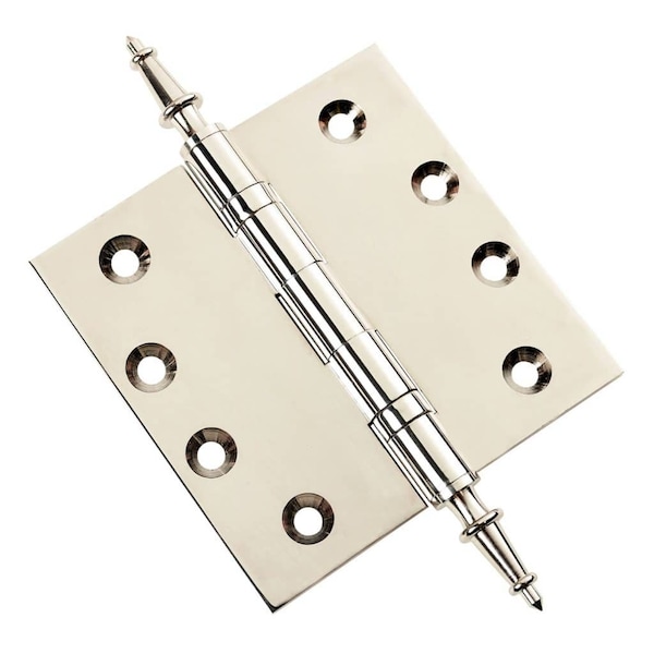 Embassy 4-1/2 x 4-1/2 Solid Brass Ball Bearing Hinge, Polished Nickel Finish Steeple Tips 4545BBUS14S-1 - main